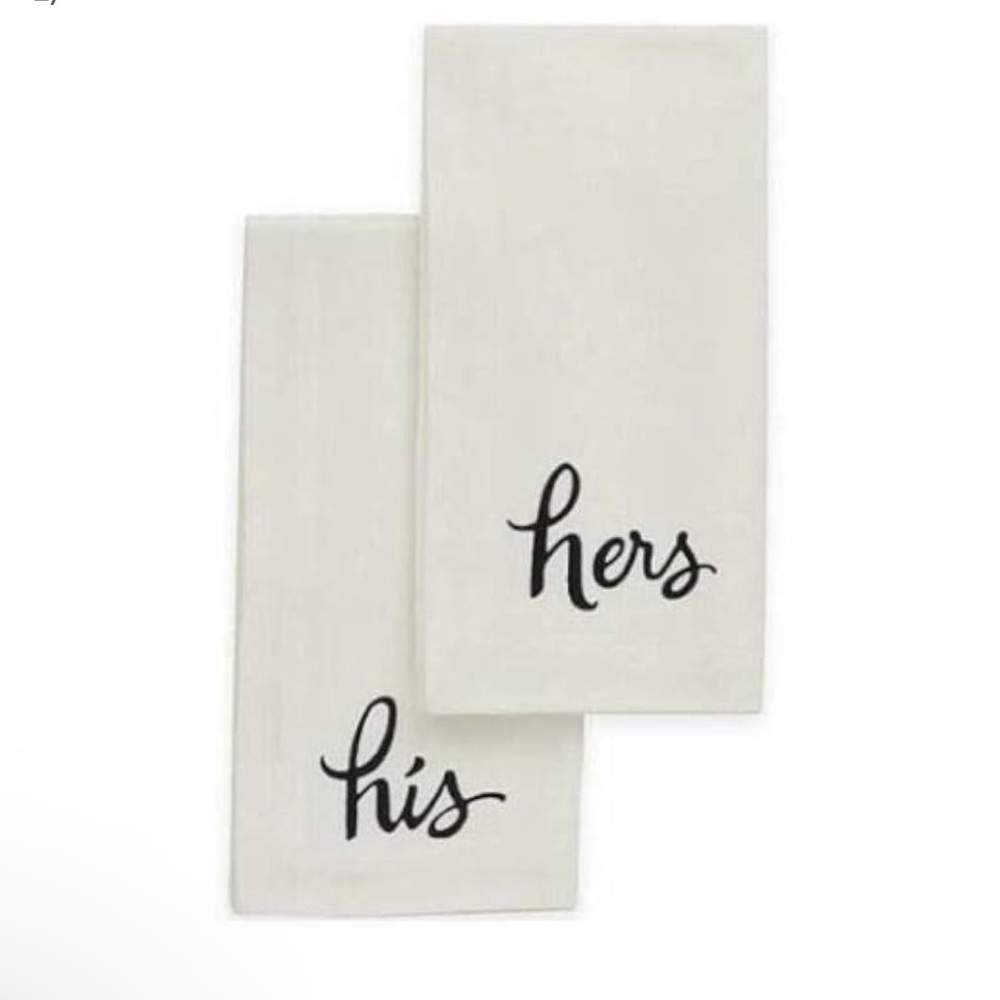 NWT Kate Spade New York "his and Hers Napkins in Black/White (Set of 2)